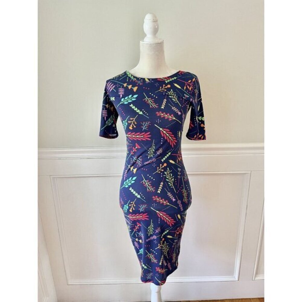 Lularoe Navy Blue Floral Julia Dress XXS